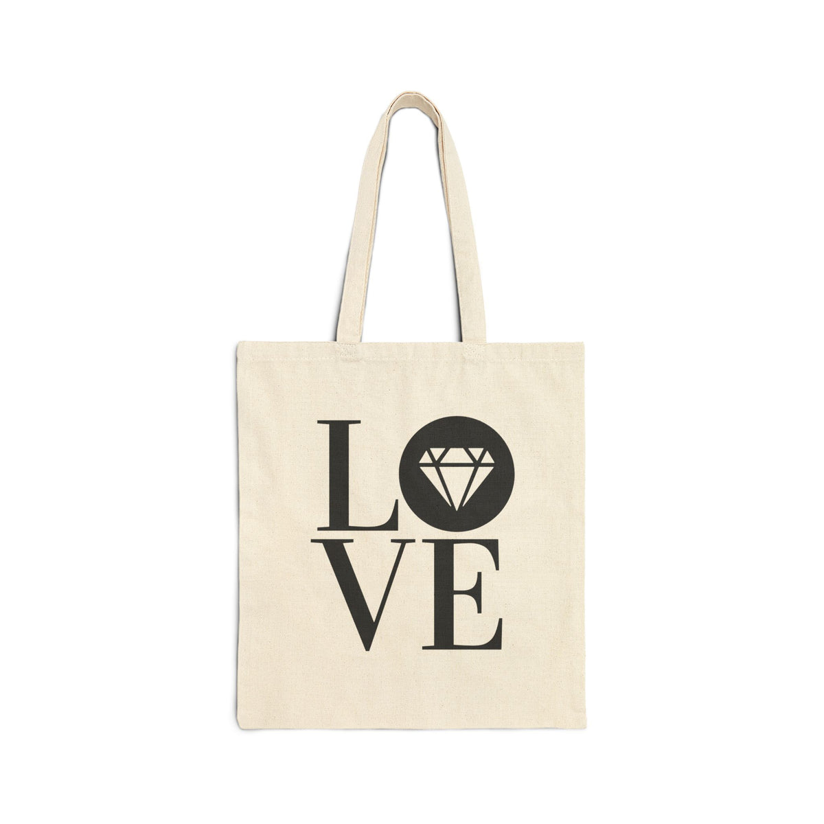 Gemstone Love cotton canvas tote bag in natural with the Gemstone LOVE design