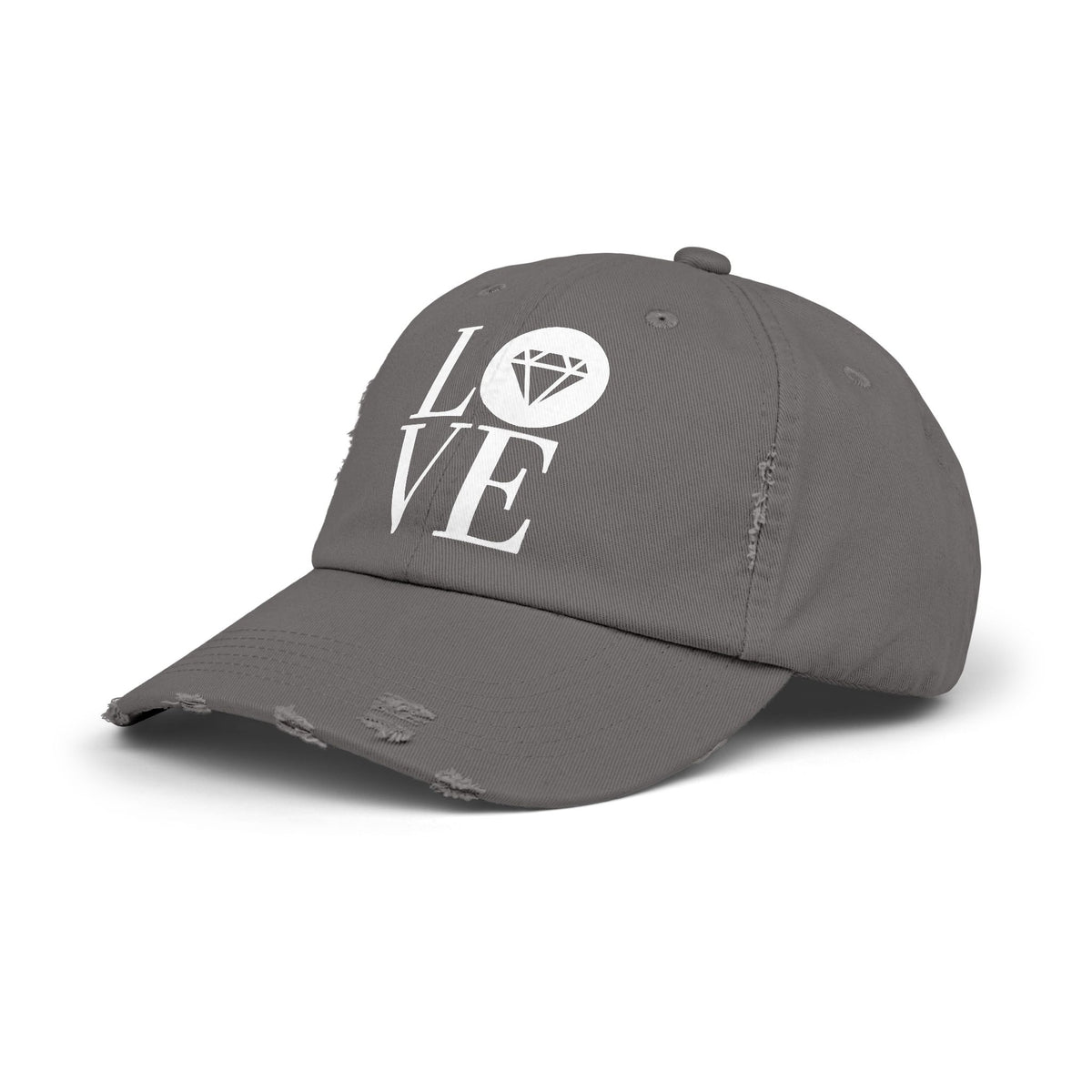 Unisex distressed cap with the Gemstone LOVE design, additional color or view