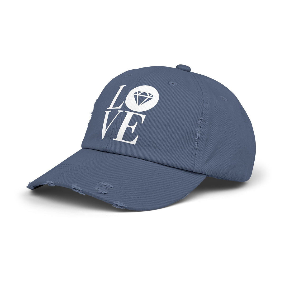 Unisex distressed cap with the Gemstone LOVE design, additional color or view