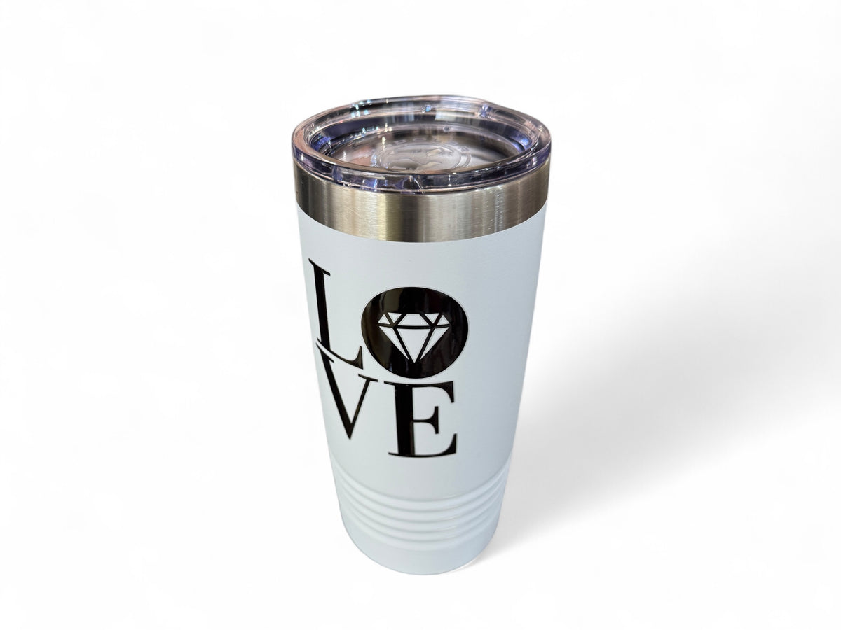 20oz Gemstone LOVE stainless steel insulated tumbler, additional view