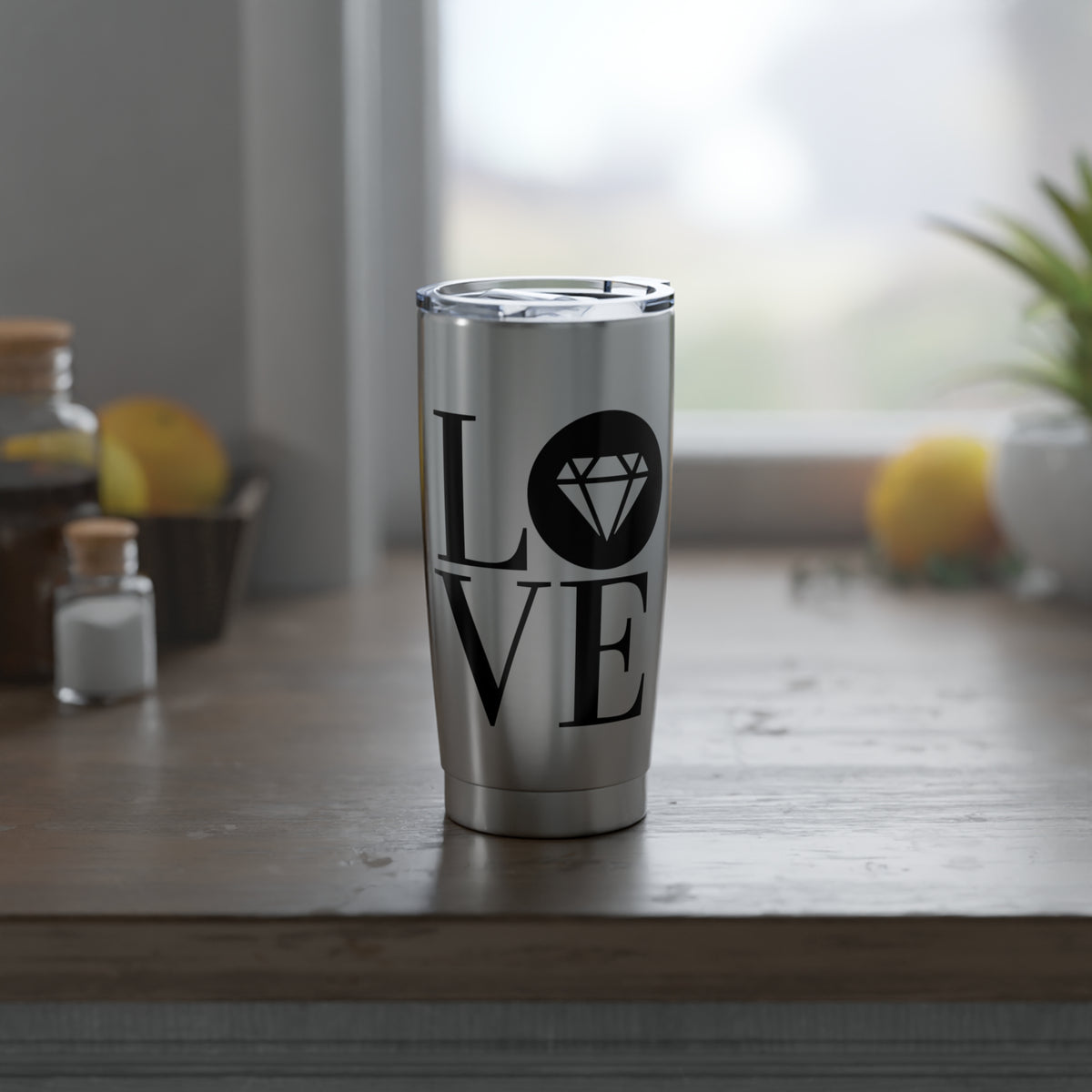 20oz Gemstone LOVE stainless steel insulated tumbler, additional view