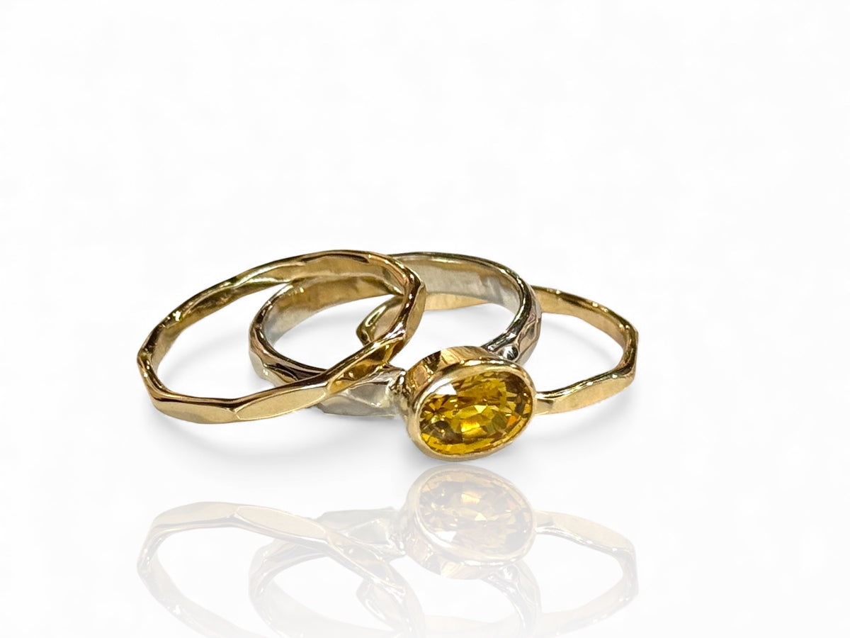 Example of FantaSea custom work: yellow sapphire solitaire bezel ring