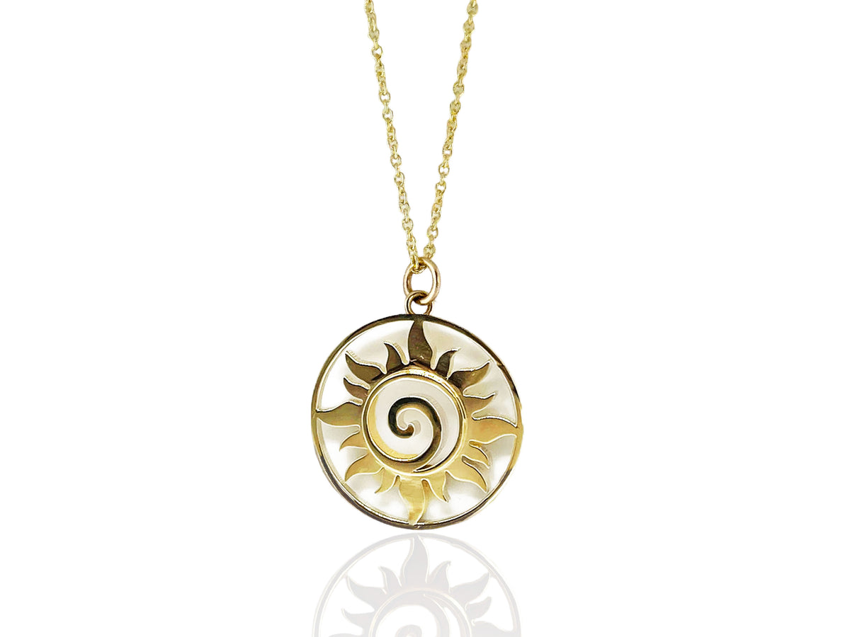 Alternate view of the small 14kt gold sun medallion