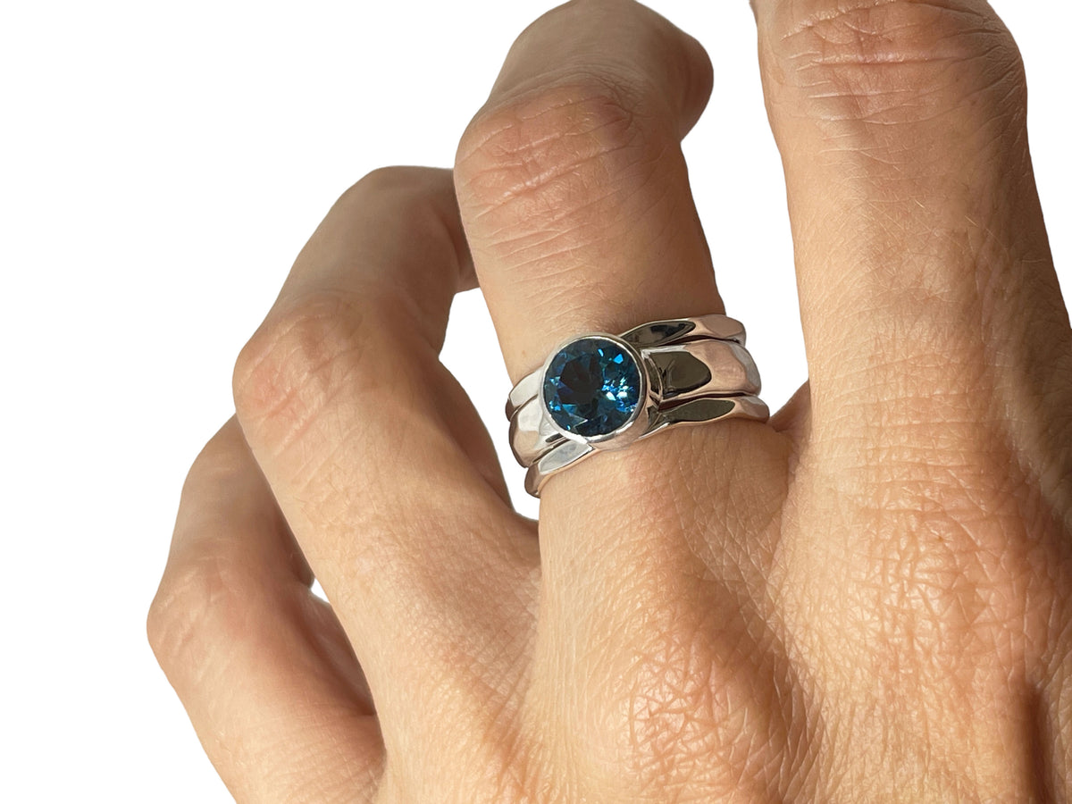 Alternate view of the 2.50-carat London blue topaz self love stack ring