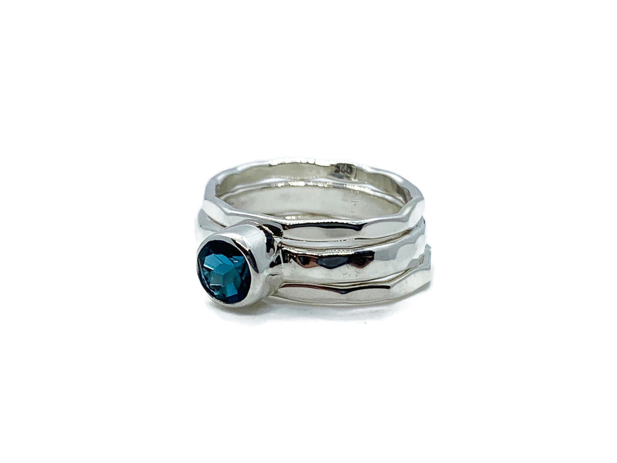 Alternate view of the London blue topaz silver stack ring set