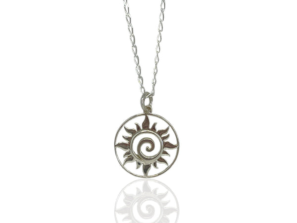 Sun Swirl Small Medallion Pendant Sterling Silver - FantaSea Jewelry
