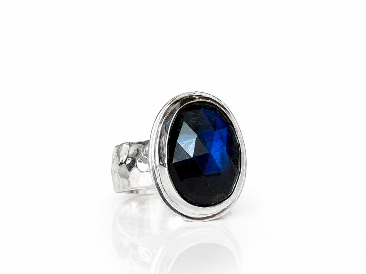 Labradorite Faceted Freeform Ring Size 12