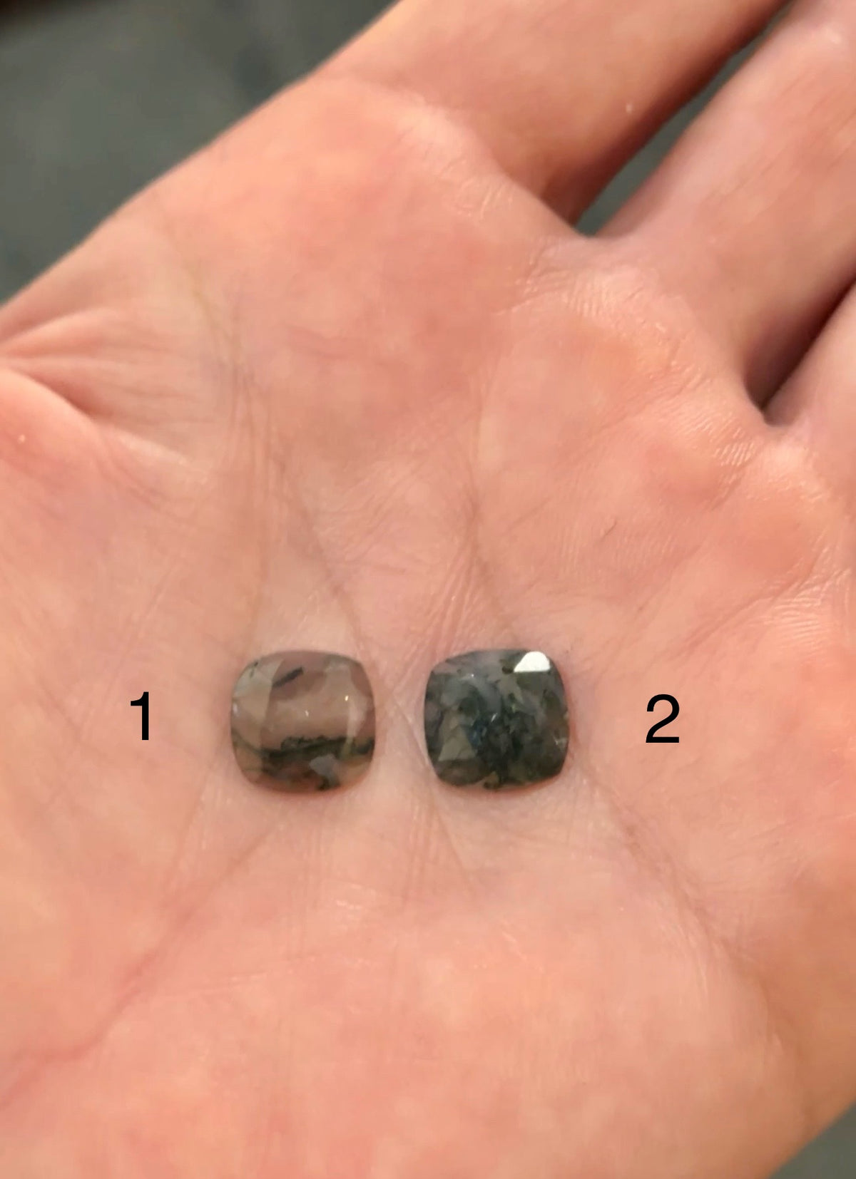 Moss Agate Square Faceted Cabochon (Rose Cut) Loose Stones