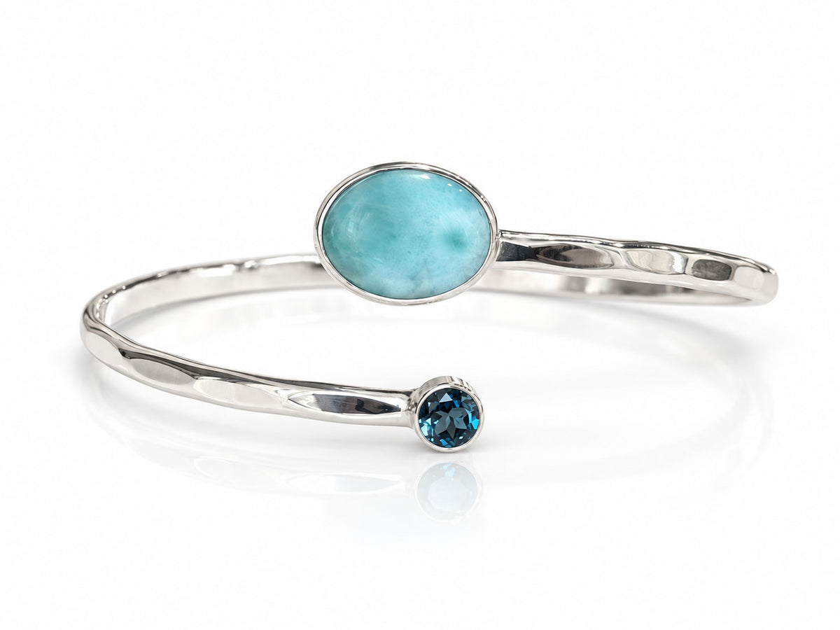 Larimar and London Blue Topaz Adjustable Cuff Bracelet