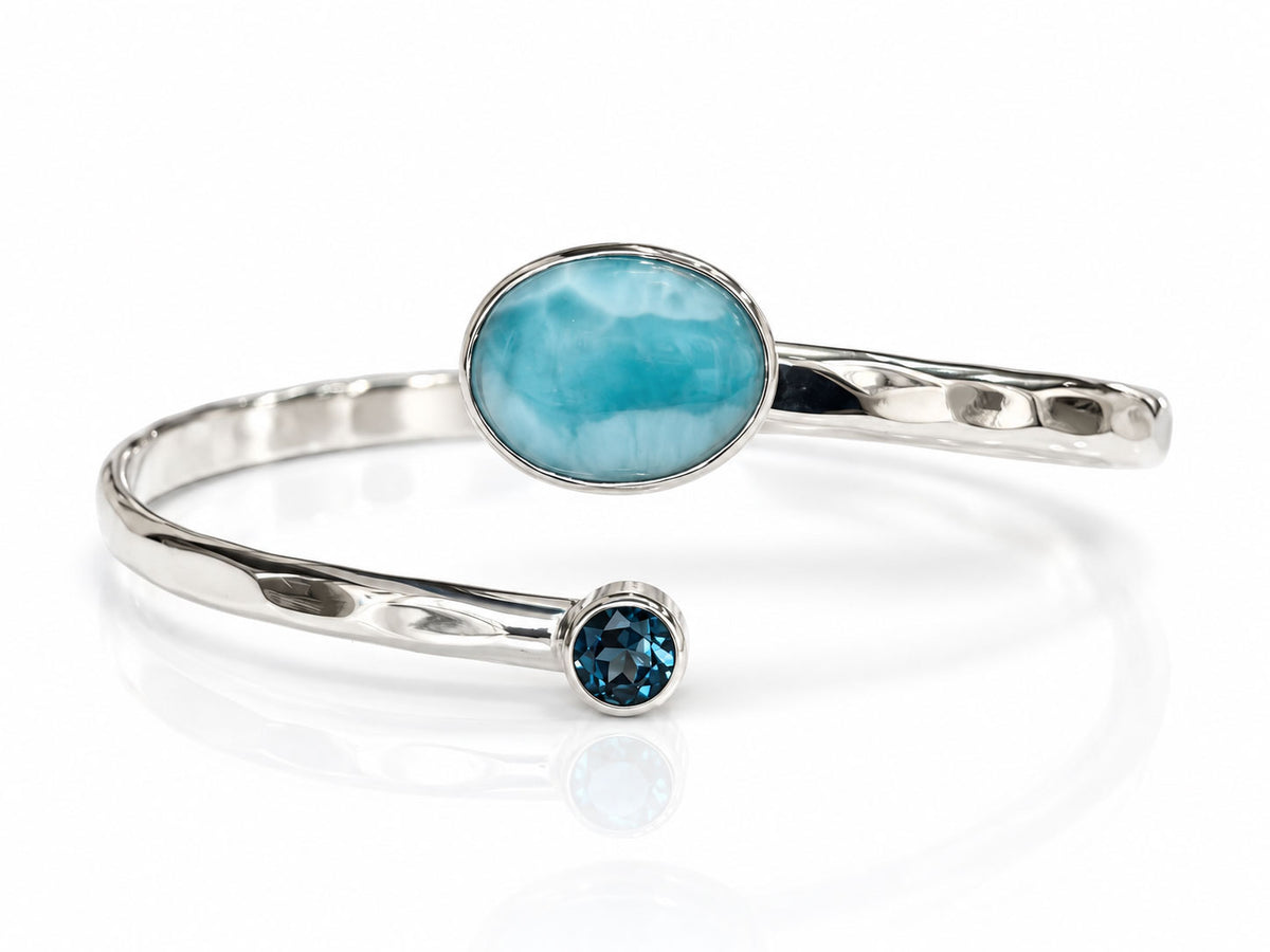 Larimar and Blue Topaz Adjustable Cuff Bracelet