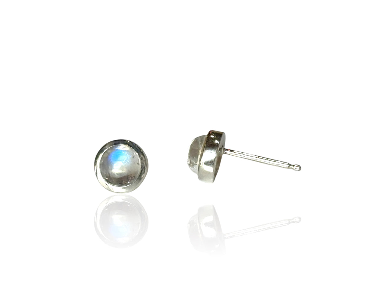 Moonstone Stud Earrings Sterling Silver