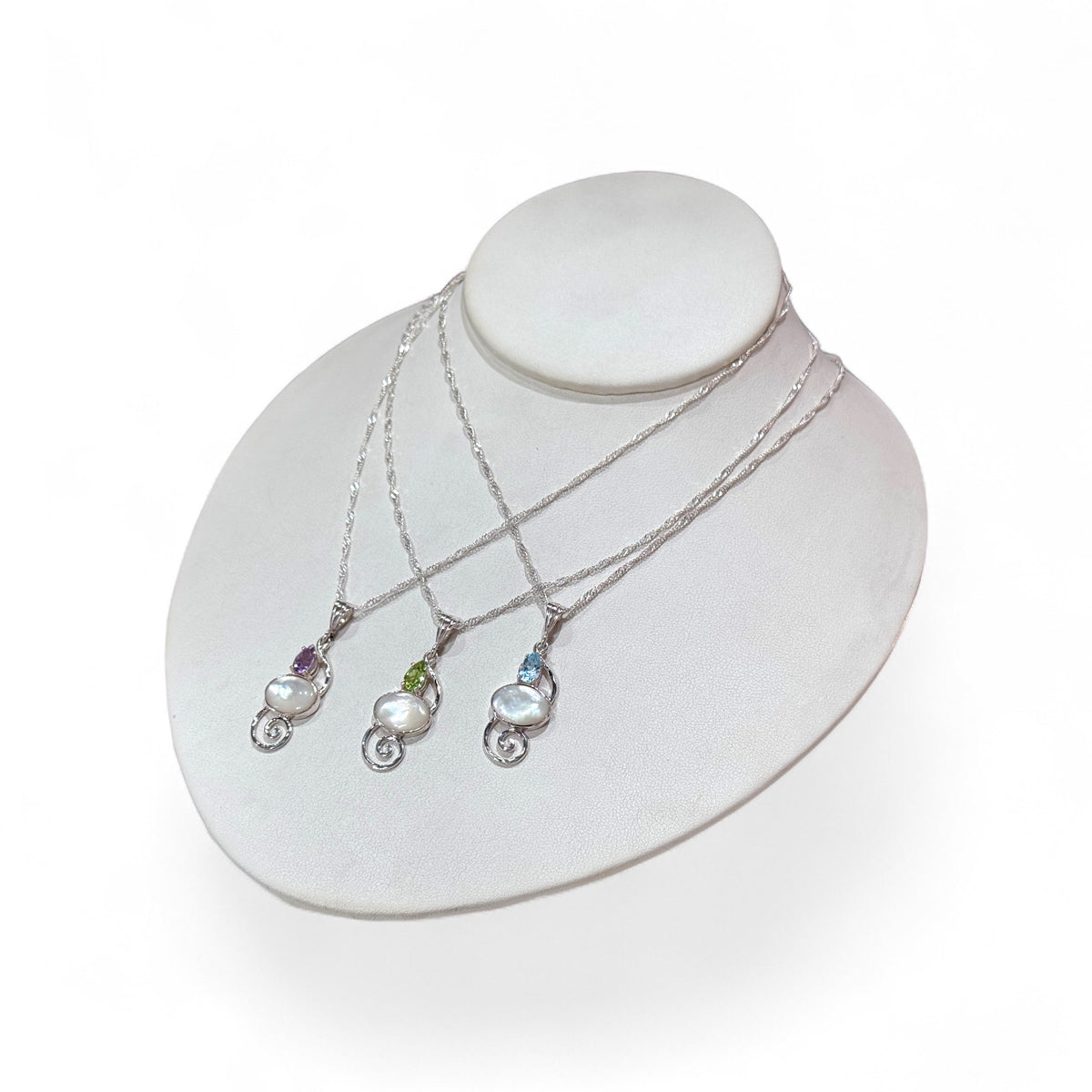 Mother of Pearl Pendant with Peridot Sterling Silver