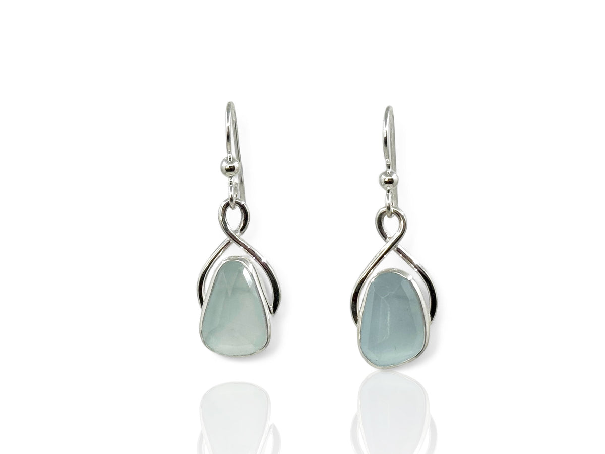 Natural Aquamarine Earrings Freeform Faceted