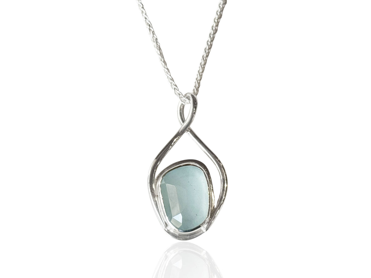 Aquamarine Freeform Faceted Pendant