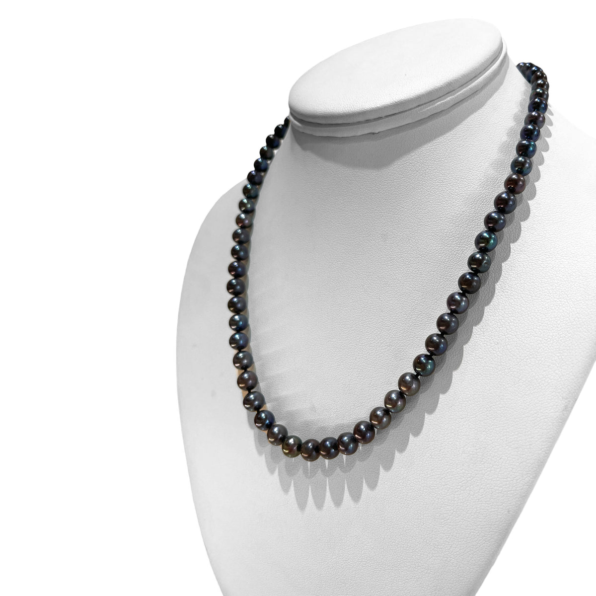 Black Pearl Necklace and Bracelet Set 7mm