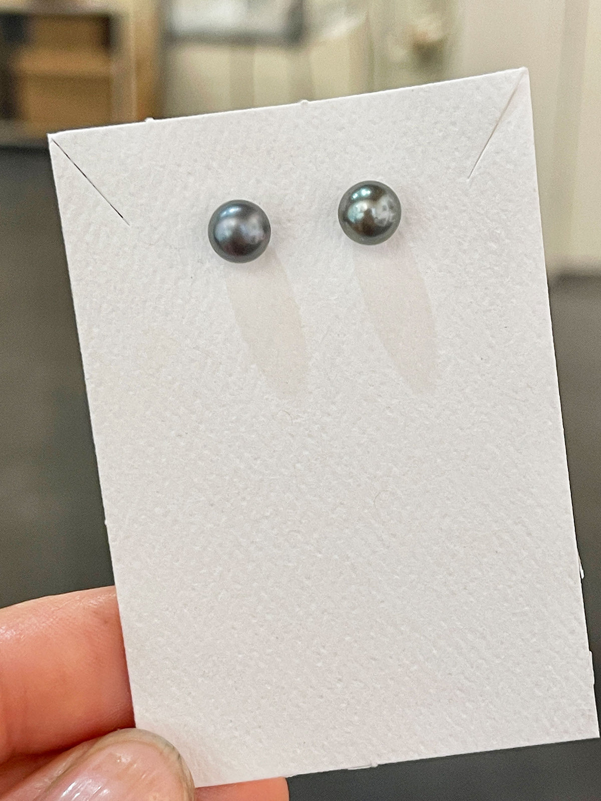 Black Freshwater Pearl Studs Sterling Silver