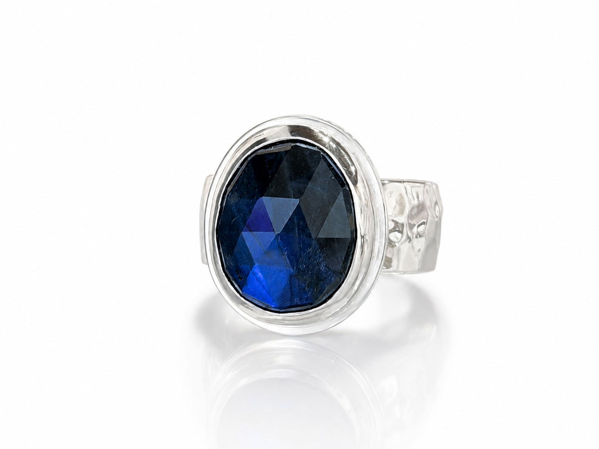 Labradorite Faceted Large Freeform Ring Silver