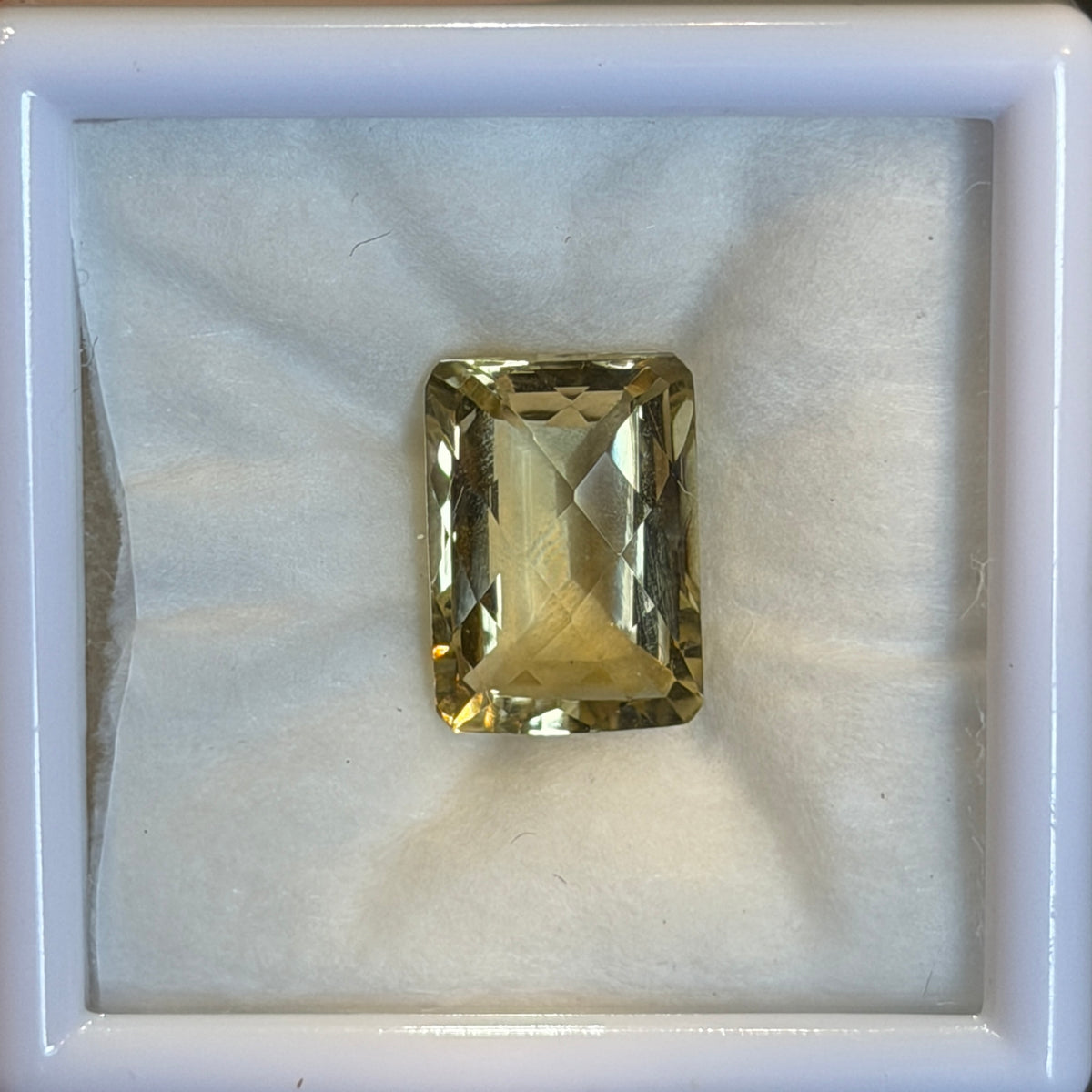 Light Yellow Citrine Emerald Checkerboard Cut Loose Stone 7.30 carats