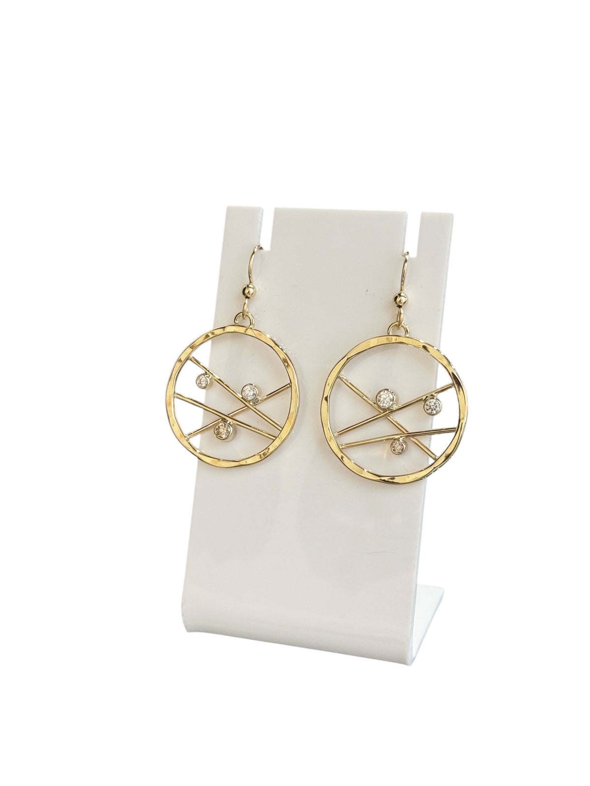 Natural White Diamond Yellow Gold Hoop Earrings