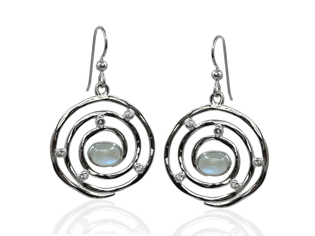 Eye of the Storm Earrings Moonstone Sterling Silver - FantaSea Jewelry