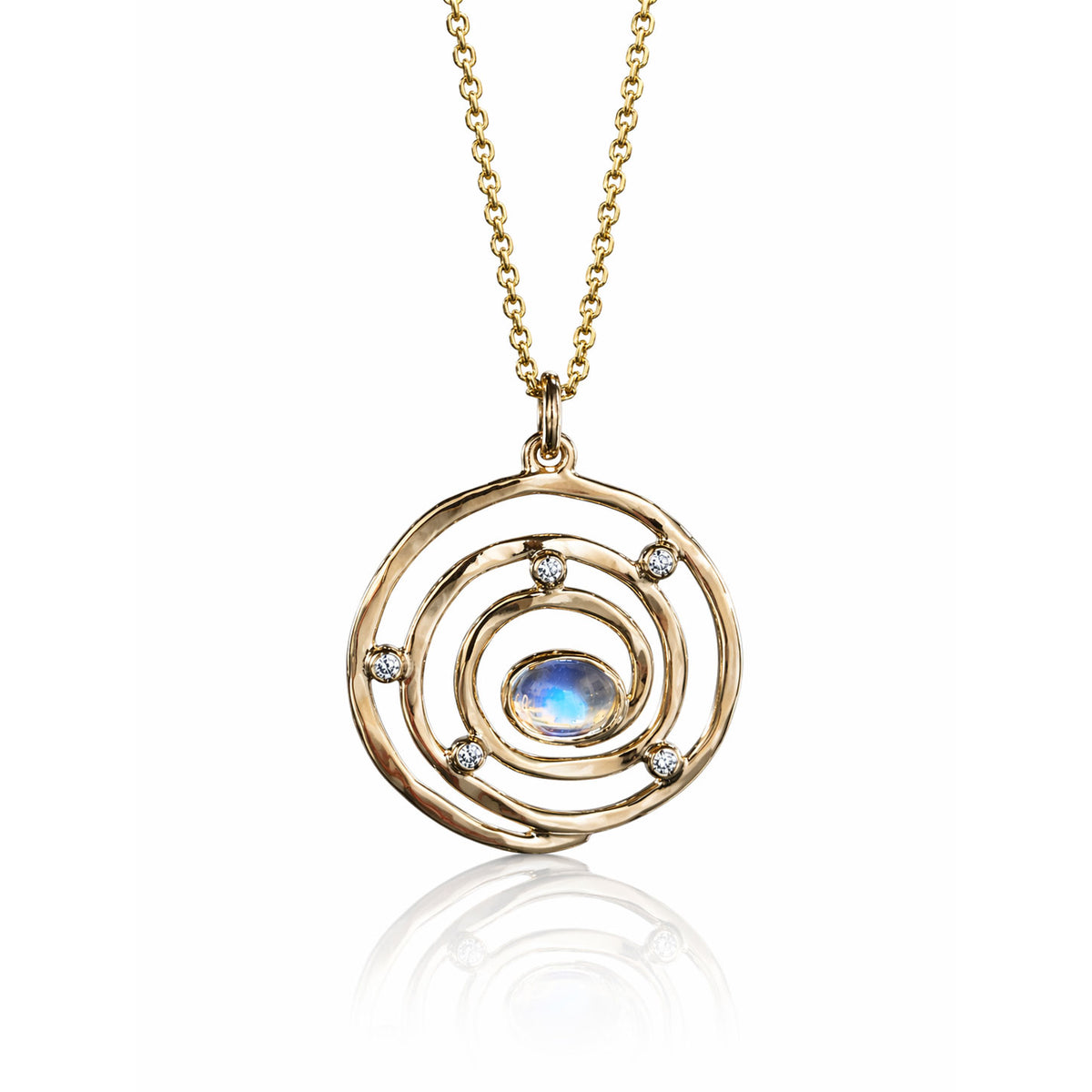 Gold Eye of the Storm Moonstone Pendant with Diamonds