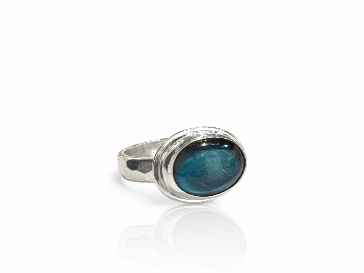 Labradorite Oval Ring Sterling Silver Size 6