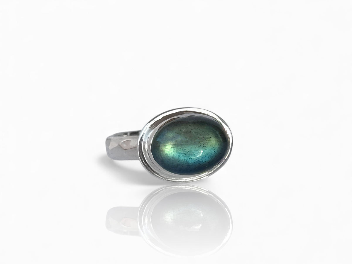 Labradorite Oval Ring Sterling Silver Size 9