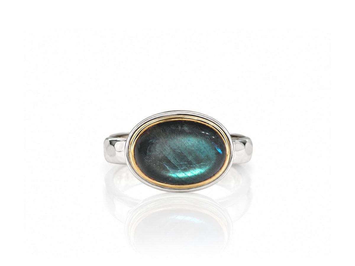 Labradorite Oval Stack Ring Silver and Gold