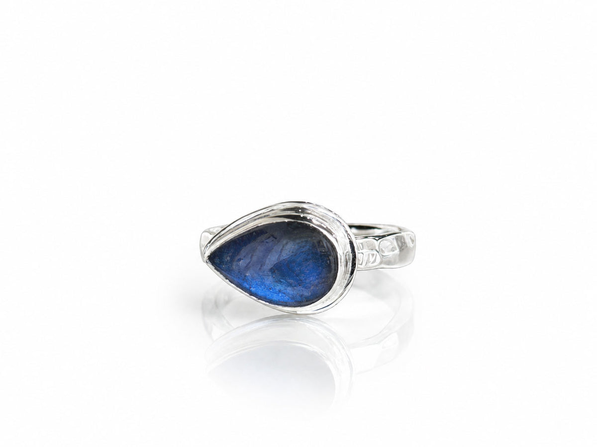 Labradorite Side Set Pear Ring Silver Size 7