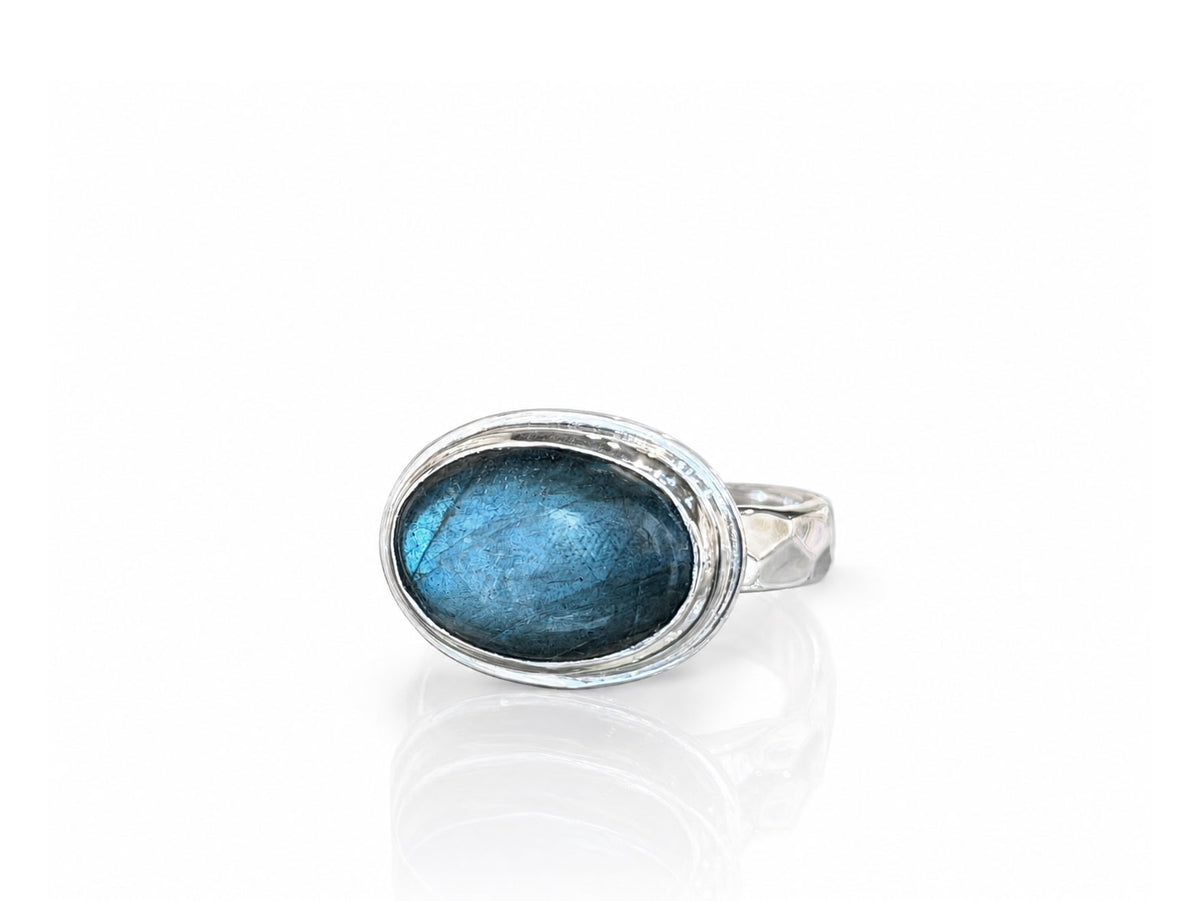 Labradorite Oval Ring Sterling Silver Size 7