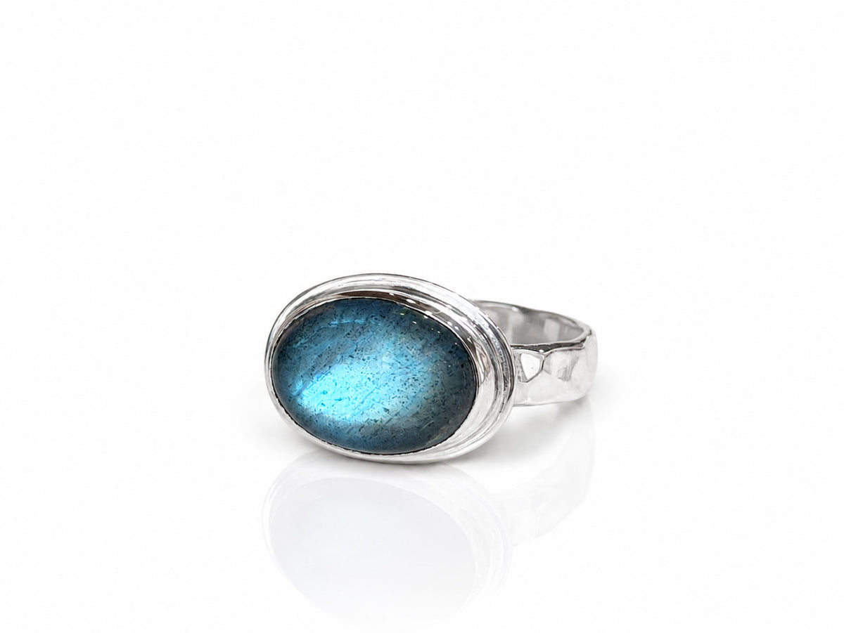 Labradorite Oval Ring Sterling Silver Size 9