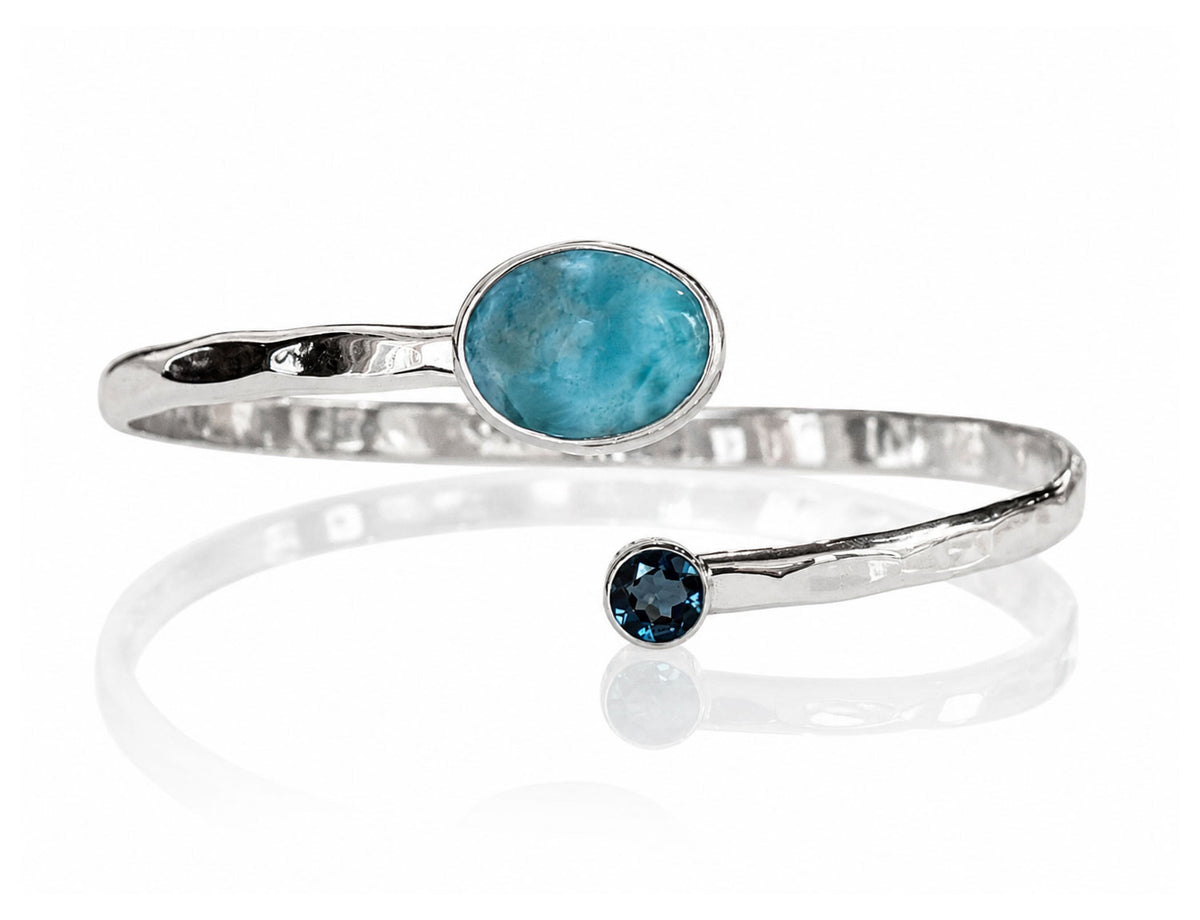 Larimar and Blue Topaz Adjustable Cuff Bracelet