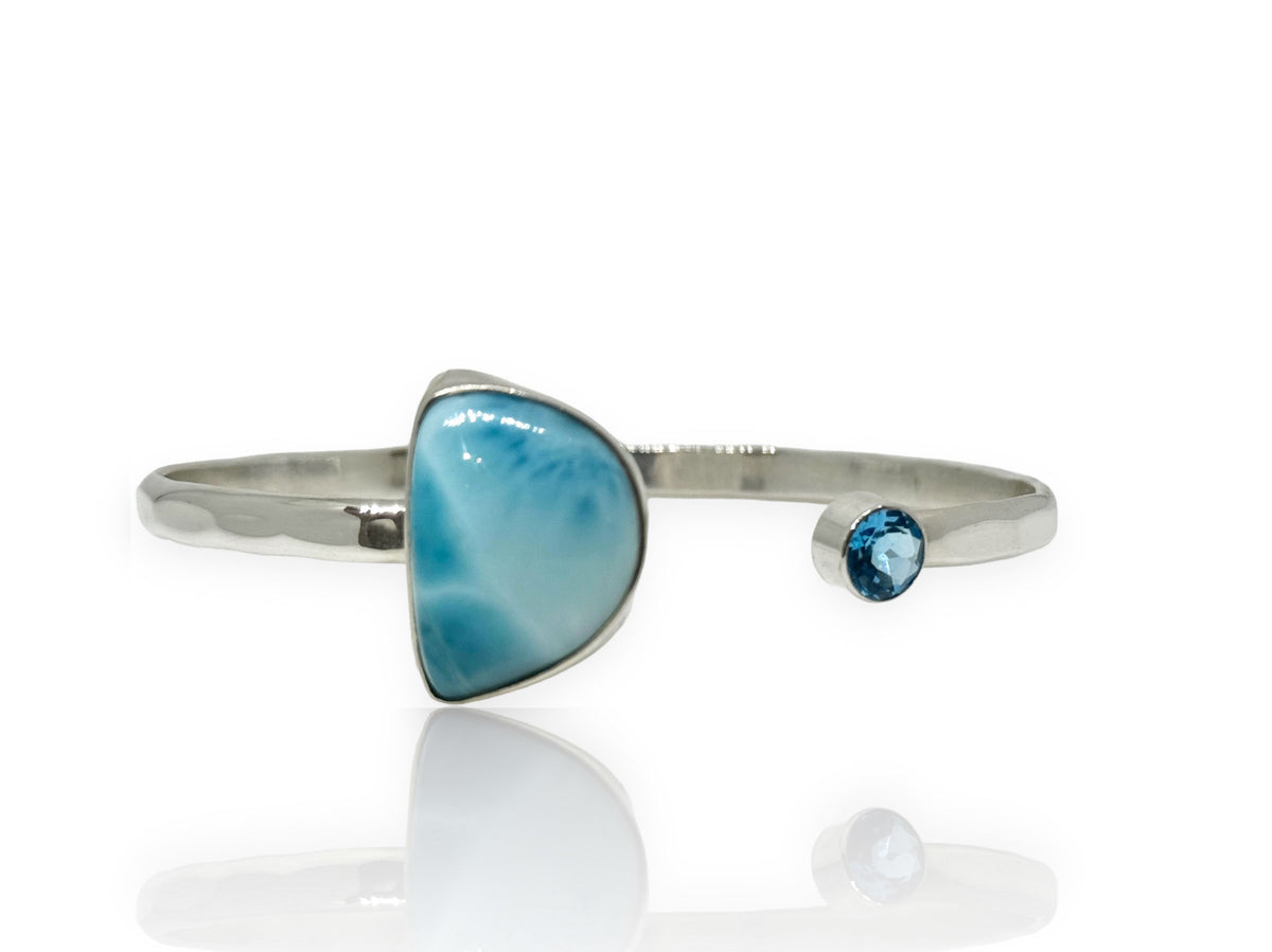 Larimar and Blue Topaz Bypass Cuff Bracelet Small