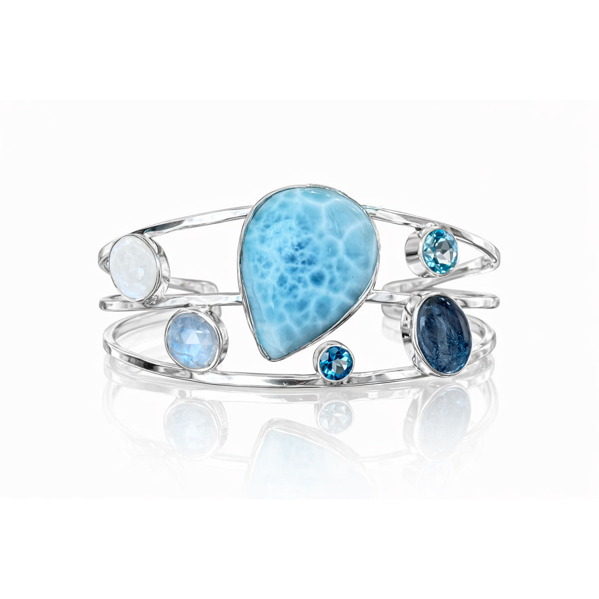 Larimar Bracelet Sterling Silver with Moonstone, Topaz and Labradorite