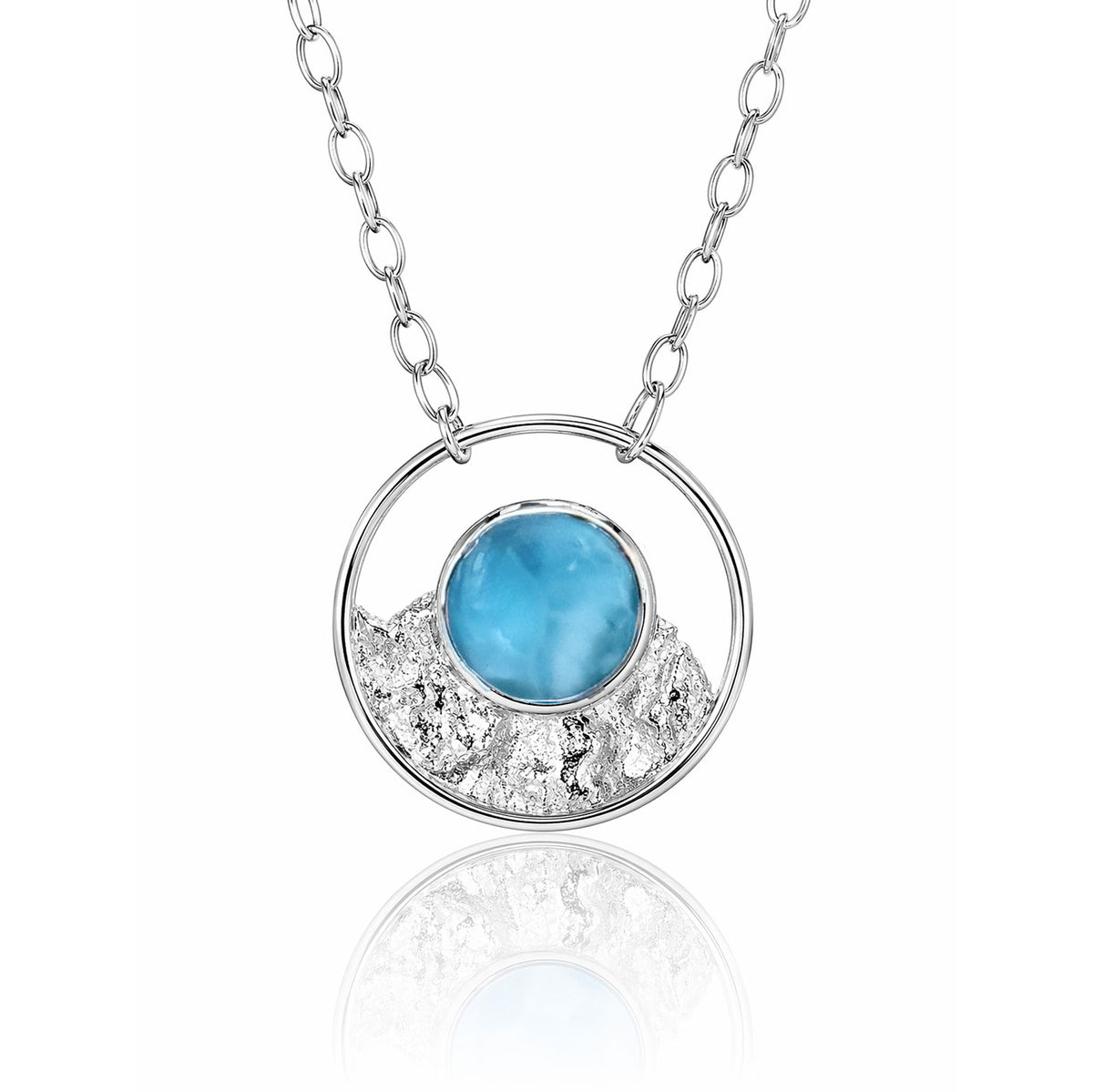 Caribbean Larimar Necklace with Textured Silver