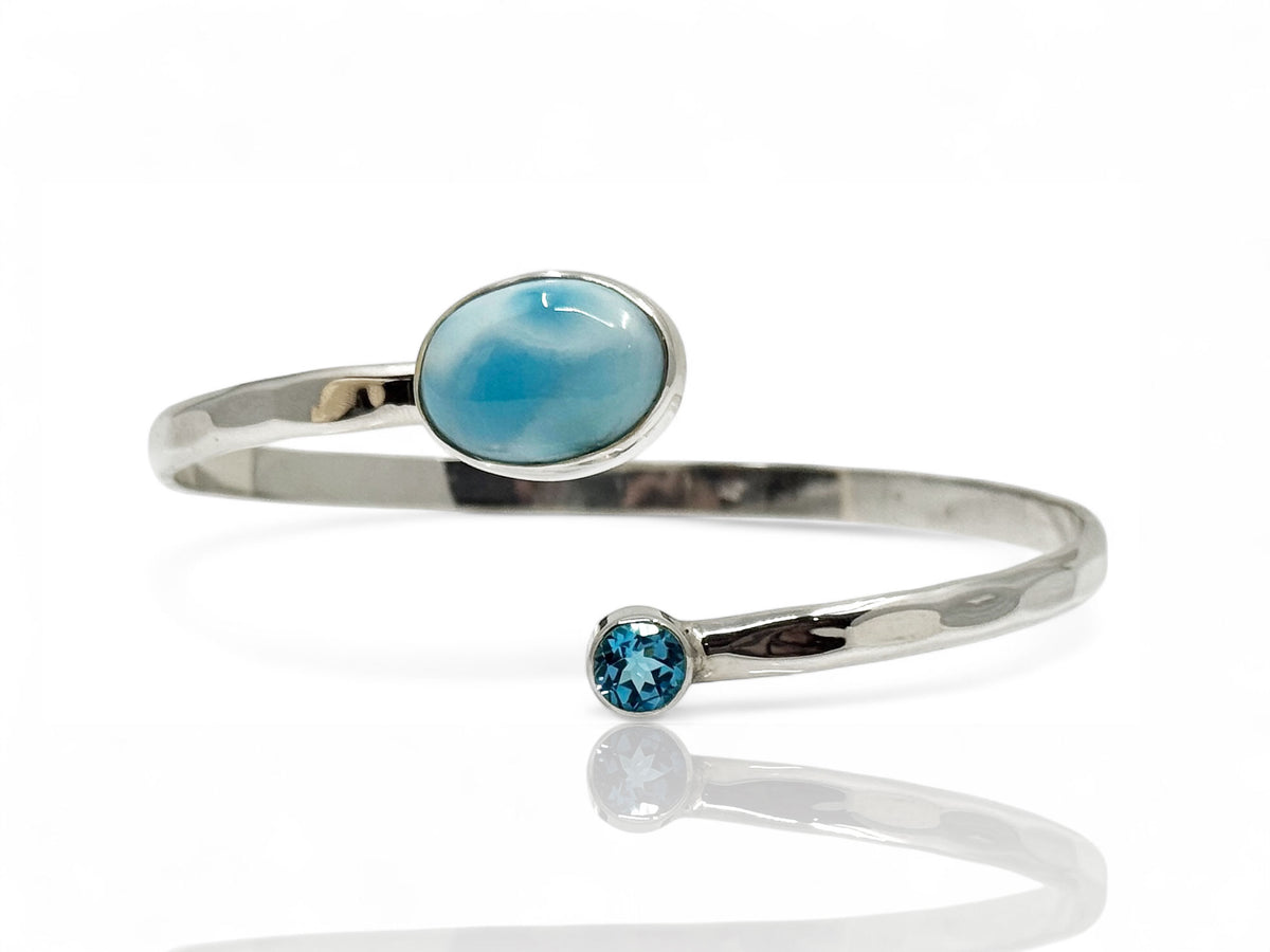 Larimar and Blue Topaz Adjustable Cuff Bracelet