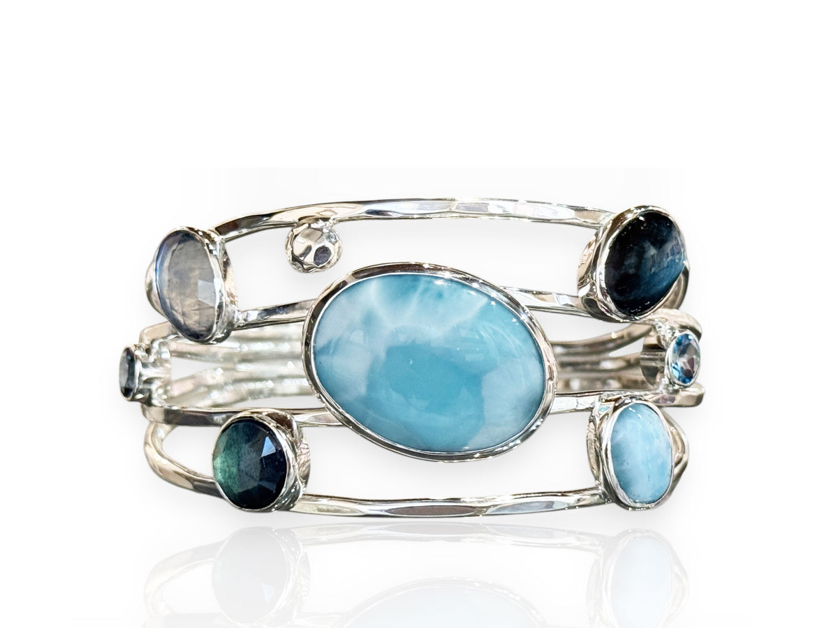 Larimar Bracelet Sterling Silver with Moonstone, Topaz and Labradorite