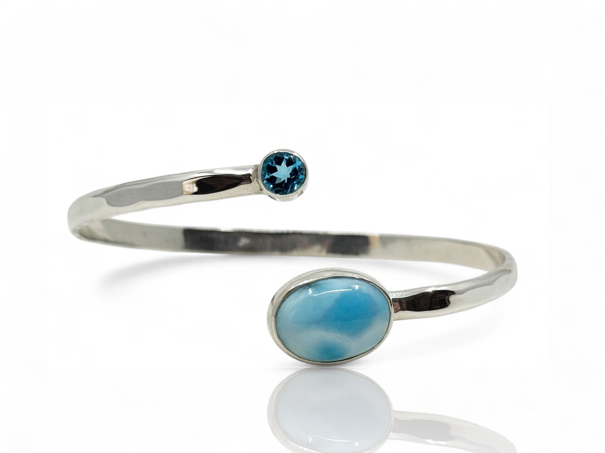 Larimar and Blue Topaz Adjustable Cuff Bracelet