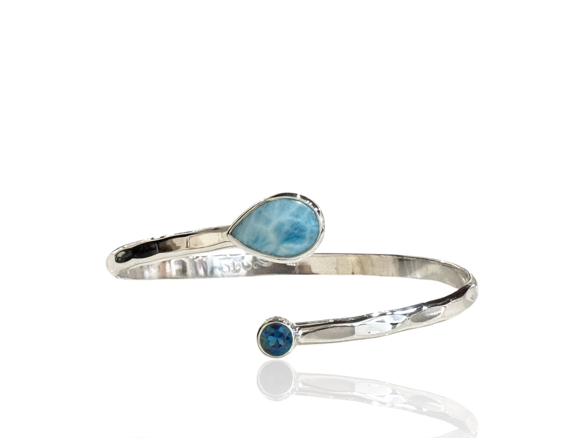 Larimar and London Blue Topaz Adjustable Cuff Bracelet