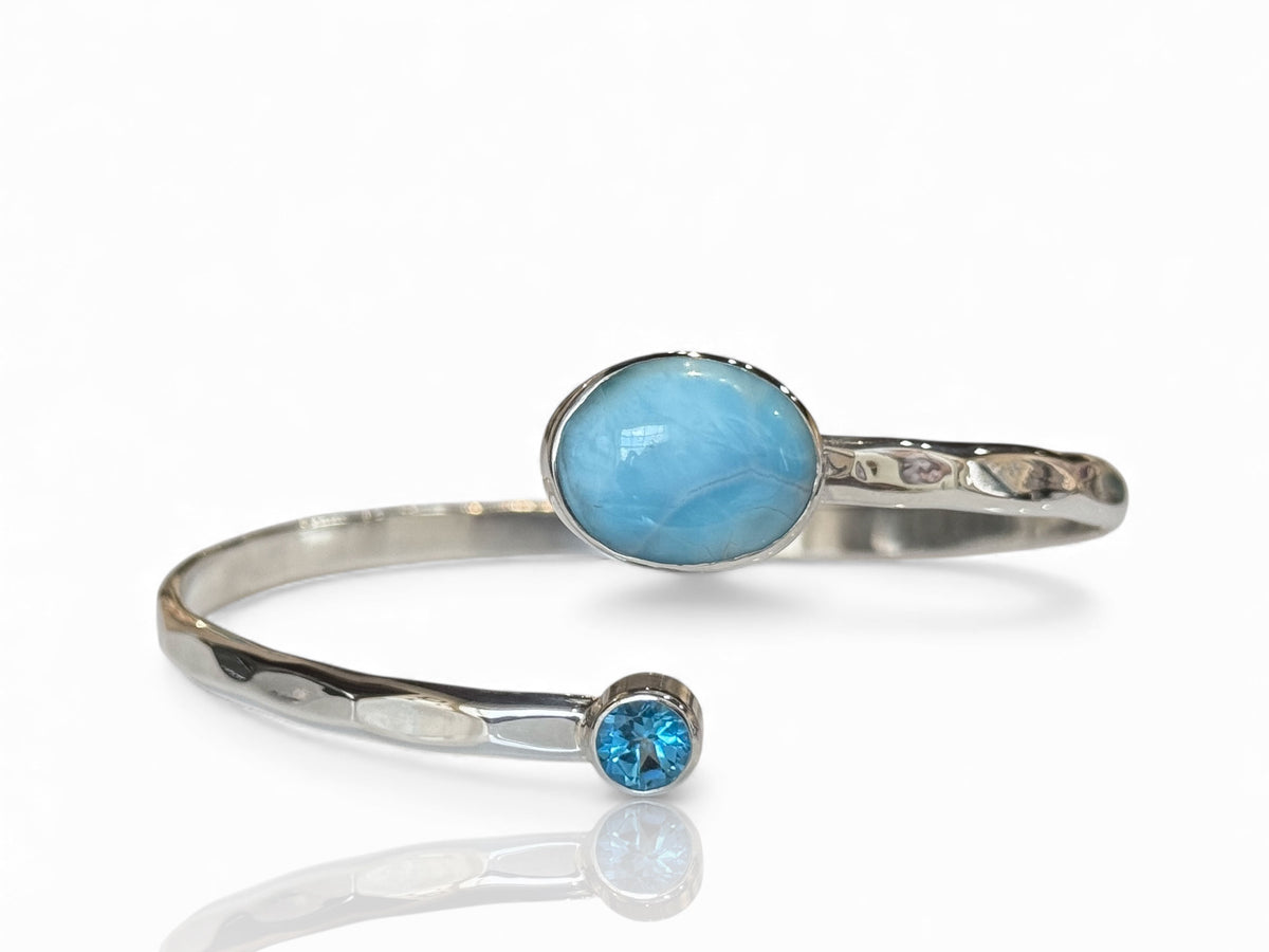 Larimar and Blue Topaz Adjustable Cuff Bracelet