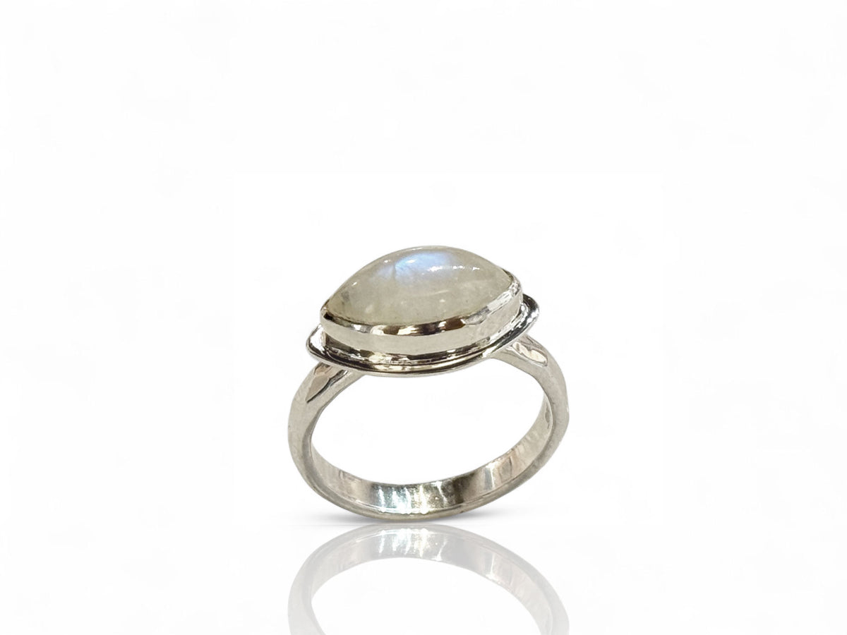 Moonstone Marquise Side Set Ring Sterling Silver