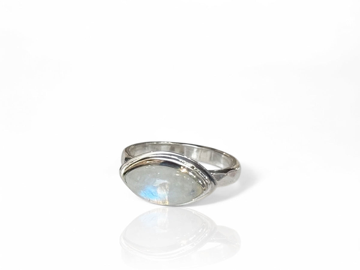 Moonstone Marquise Side Set Ring Sterling Silver