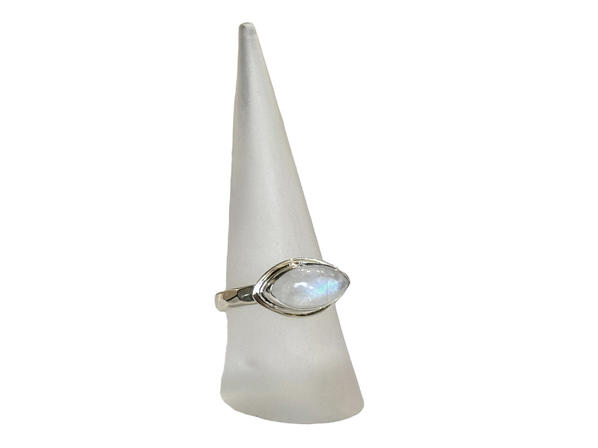 Moonstone Marquise Side Set Ring Sterling Silver