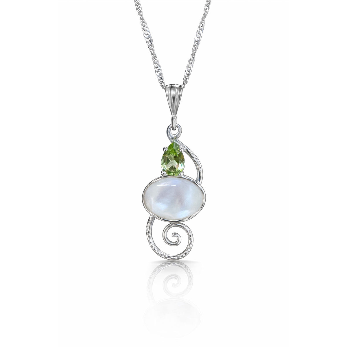 Mother of Pearl Pendant with Peridot Sterling Silver