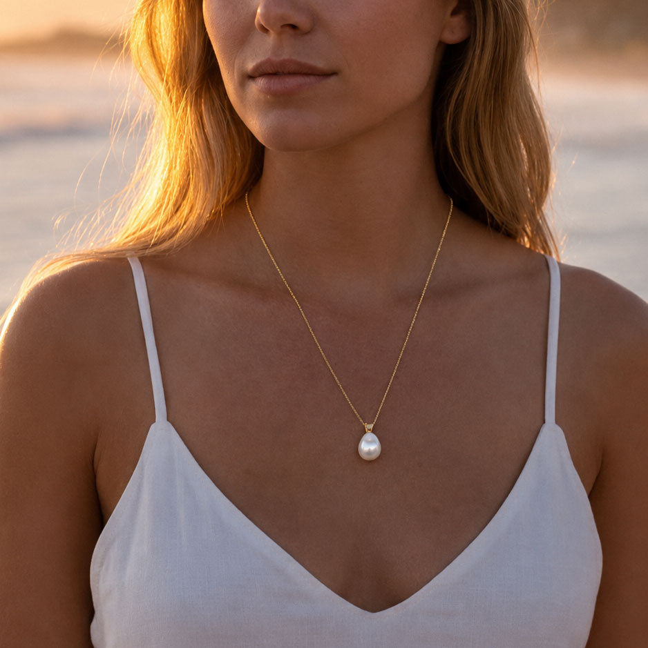 Freshwater Baroque Pearl Drop Pendant 14kt Yellow Gold