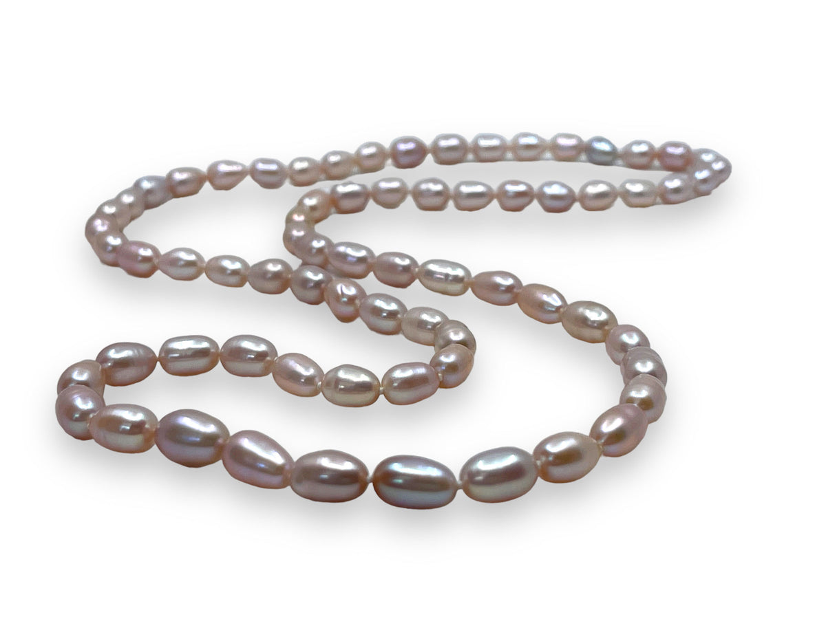 Pink Oval Freshwater Pearl Endless Strand Necklace