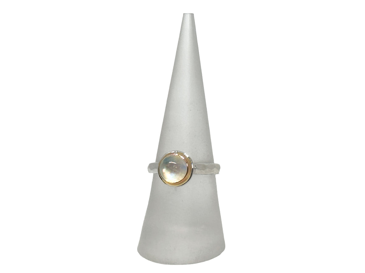 Moonstone Rose Gold and Silver Ring Size 6-1/2