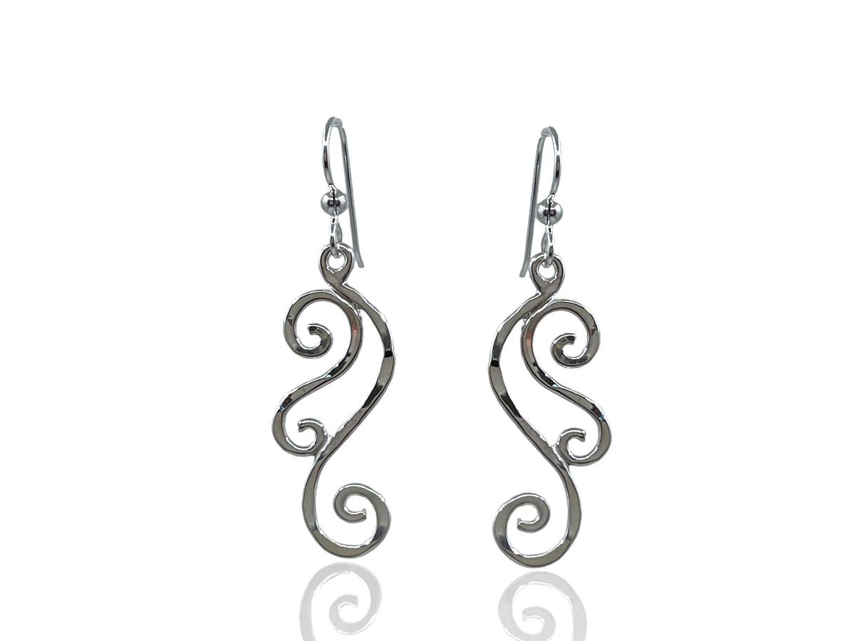 Silver Wave Earrings Hammered Sterling
