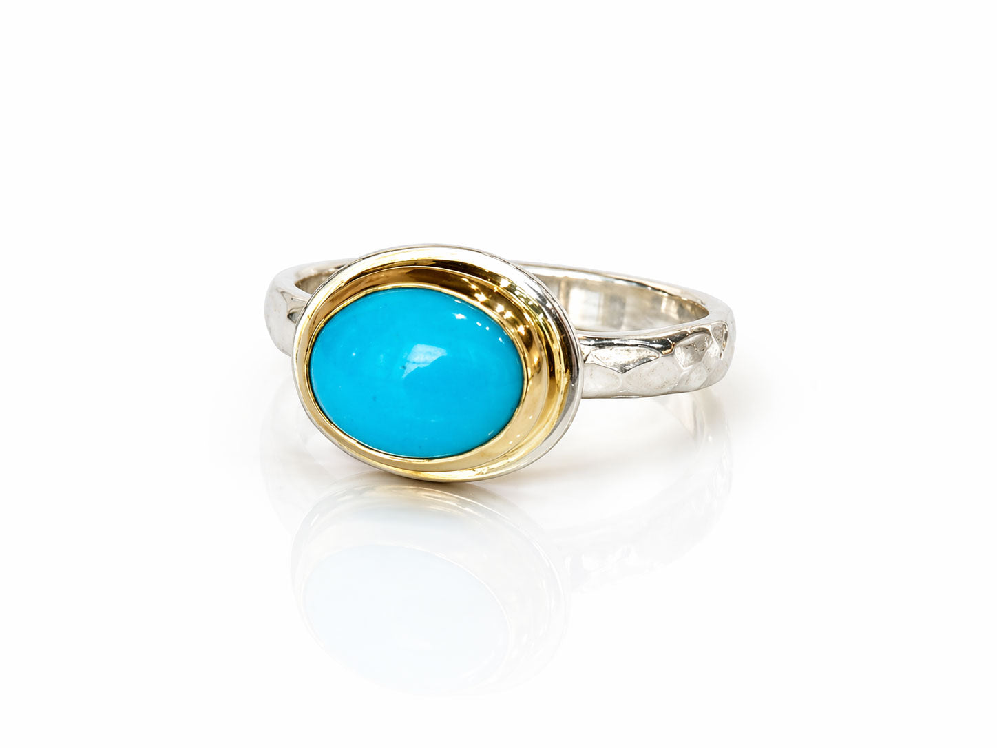 指輪・リング Sleeping Beauty Turquoise Ring Sleeping Beauty Oval Turquoise Ring Silver and Gold - FantaSea Jewelry