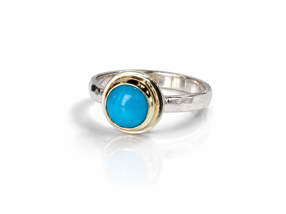 Sleeping Beauty Turquoise Ring Silver and Gold